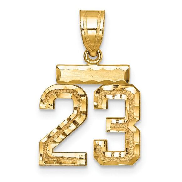 14k Yellow Gold Varsity Collection Small D/C Pendant Number 23